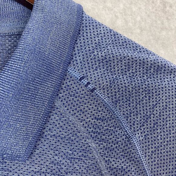 Lululemon Shirt Mens S Midnight Shadow Tempest Blue Metal Vent Tech Polo - Picture 3 of 7